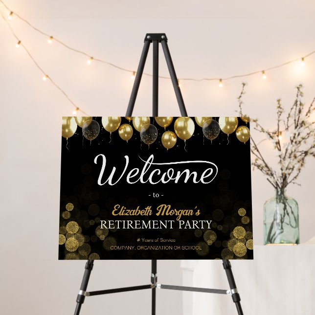 Gold Confetti Retirement Party Welcome  Foam Board (In Situ (Stand))
