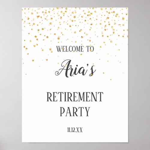 Gold Confetti Retirement Party Welcome Sign
