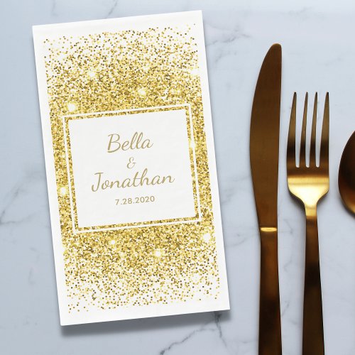 Gold Confetti Romantic Elegant Wedding Custom Paper Guest Towels