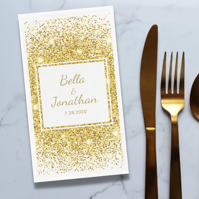 Gold Confetti Romantic Elegant Wedding Custom Paper Guest Towels (Creator Uploaded)