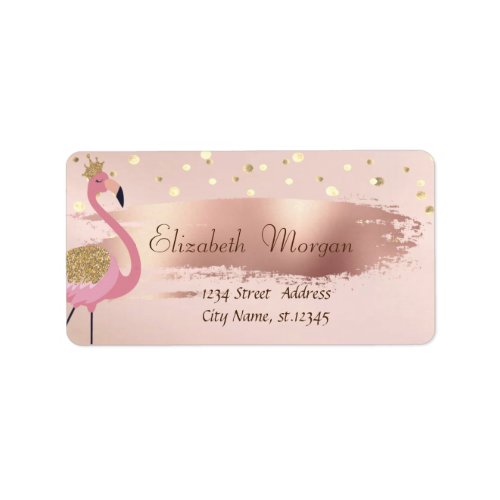 Gold Confetti Rose Gold Brush Stroke Pink Flaming Label
