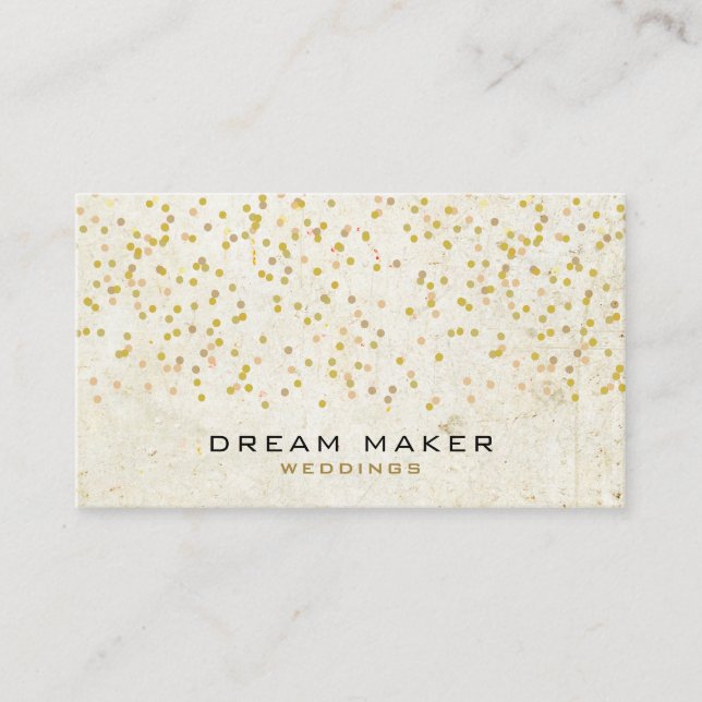 Gold Confetti Rustic Boho Business Card (Front)