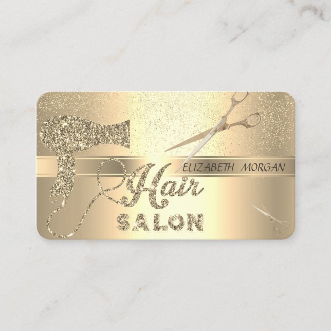 Gold Confetti,Scissors,Hairdryer  Business Card (Front)
