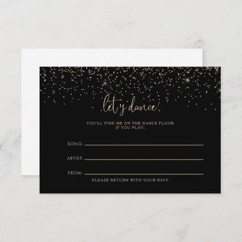 Gold Confetti Script Wedding Song Request Card