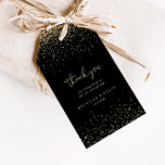Gold Confetti Script Wedding Thank You  Gift Tags<br><div class="desc">These gold confetti script wedding thank you favor tags are perfect for a rustic wedding reception. The simple and elegant design features sparkling gold confetti coupled with a stylish script typography. Personalize these tags with a short message, your names, and your wedding date. You can change the wording on these...</div>