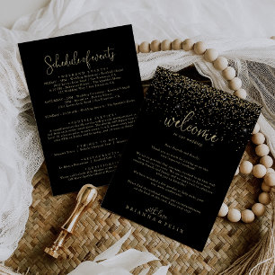 Gold Confetti Script Wedding Welcome Letter