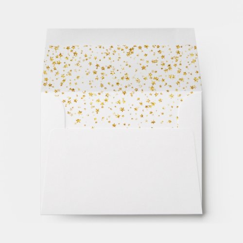 Gold Confetti Self_Addressed Wedding RSVP Envelope