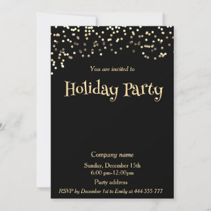 Gold confetti simple company holiday party invitation