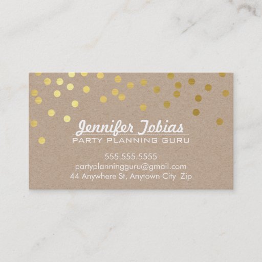 Customizable GOLD CONFETTI SPOT pattern modern bold white kraft Business Card Templates