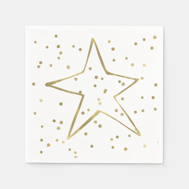 Gold Confetti Star Napkins (Front)