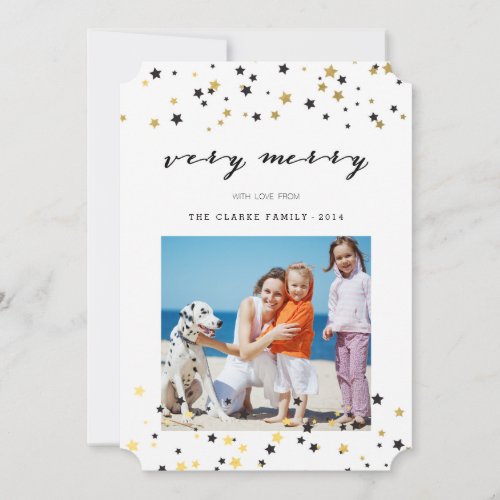 Gold Confetti Stars | Holiday Photo Cards