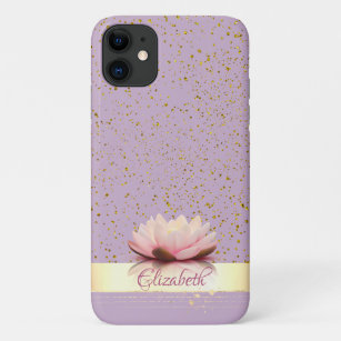 Gold Confetti Stripe Lotus iPhone 11 Case