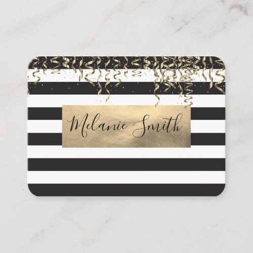 Gold Confetti  Stripes Business Card