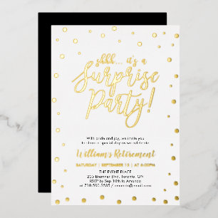 Gold Confetti Surprise Retirement Party Foil Invit Invitation