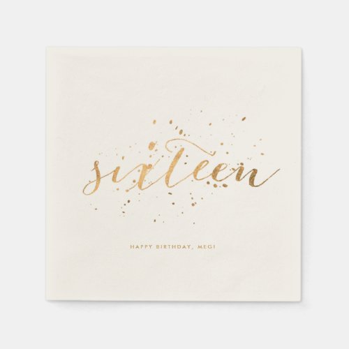 Gold Confetti Sweet Sixteen 16th Birthday Ecru Napkins