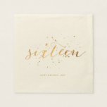 Gold Confetti Sweet Sixteen 16th Birthday Ecru Napkins<br><div class="desc">Party napkins for a 16th birthday in a gold confetti "sixteen" design. Customize with your birthday message.</div>