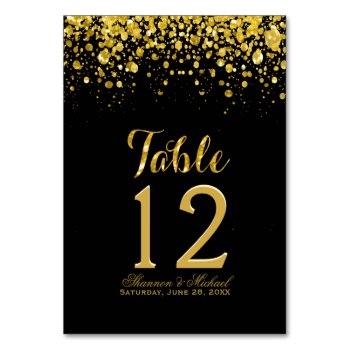 Gold Confetti | Table Card by GlitterInvitations at Zazzle