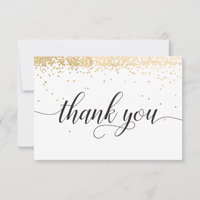 Gold Confetti Thank You Card (Front)