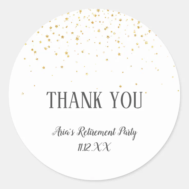 Gold Confetti Thank You Favor Classic Round Sticker Zazzle 3488