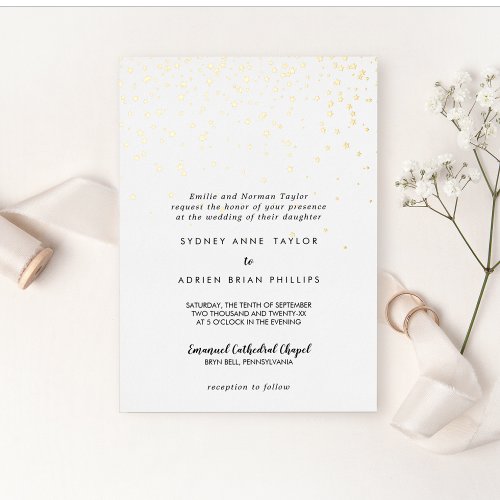 Gold Confetti Traditional Wedding Gold Foil Invitation