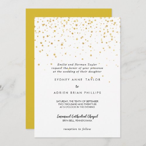 Gold Confetti Traditional Wedding Invitation