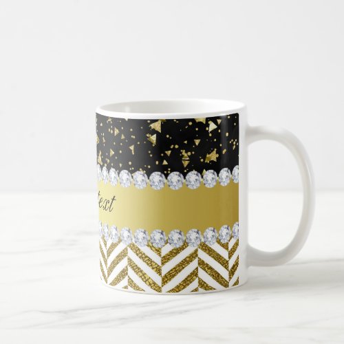 Gold Confetti Triangles Chevrons Diamond Bling Coffee Mug