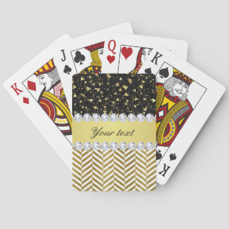 Gold Confetti Triangles Chevrons Diamond Bling Poker Cards