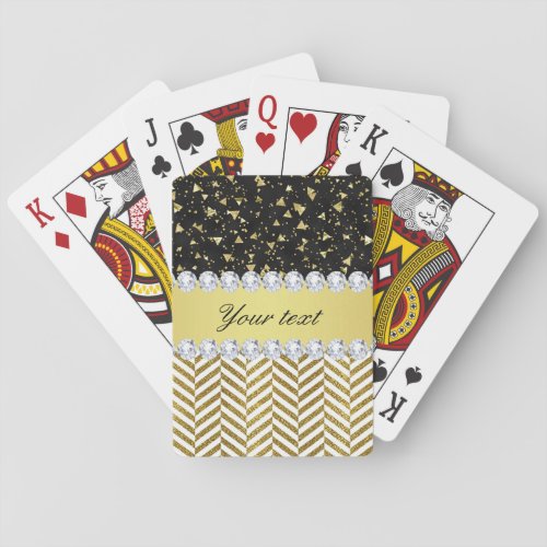 Gold Confetti Triangles Chevrons Diamond Bling Poker Cards