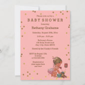 Gold Confetti Vintage Baby on Phone Baby Shower Invitation (Back)