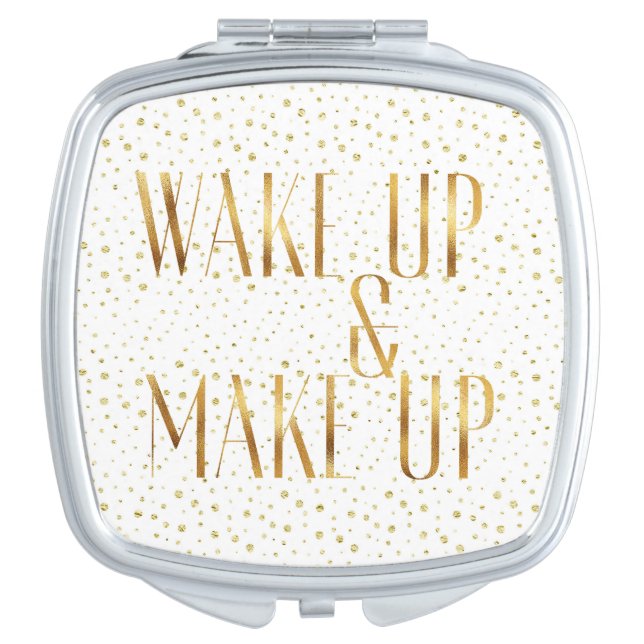 Gold Confetti Wake Up and Make Up compact mirror (Front)