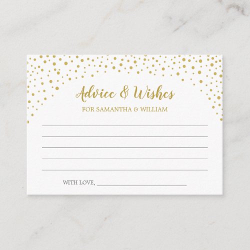 Gold Confetti Wedding Advice Card