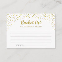 Gold Confetti Wedding Bucket List Ideas Card