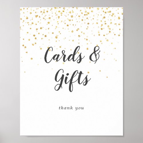 Gold Confetti Wedding Cards and Gifts Sign