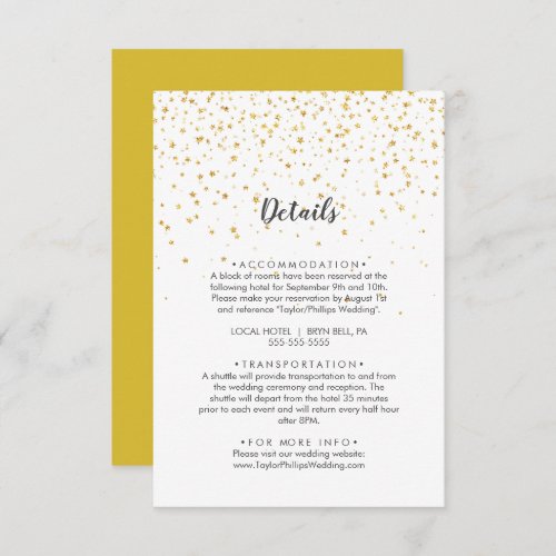 Gold Confetti Wedding Details Enclosure Card