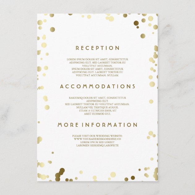 Gold Confetti Wedding Details - Information Enclosure Card