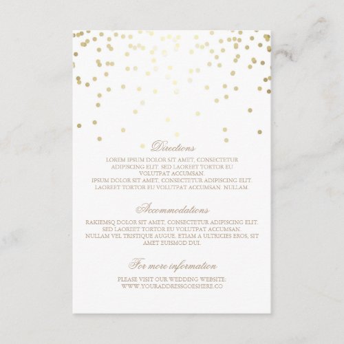 Gold Confetti Wedding Details _ Information Enclosure Card