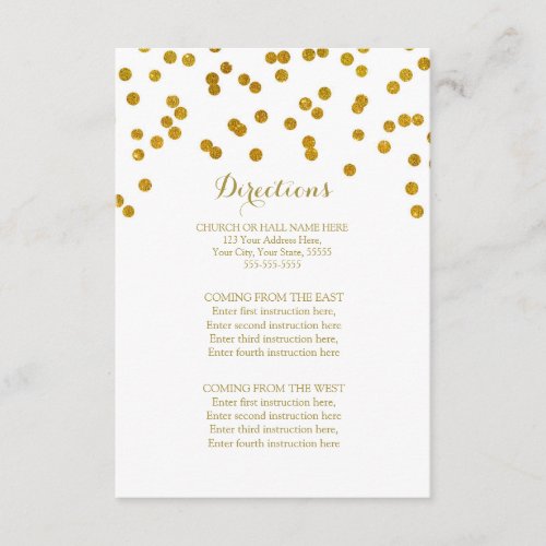 Gold Confetti Wedding Direction Insert