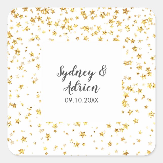 Gold Confetti Wedding Envelope Seals (Front)