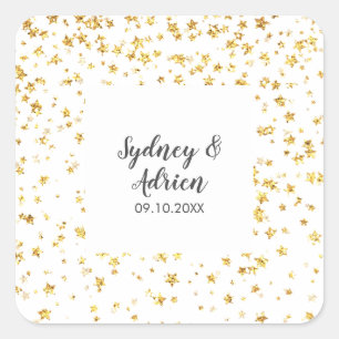 Gold Confetti Wedding Envelope Seals