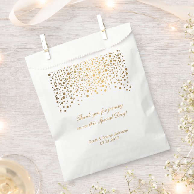 Gold Confetti Wedding Favor Bag (Clipped)
