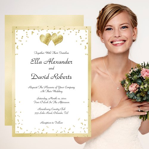 Gold Confetti Wedding Invitation