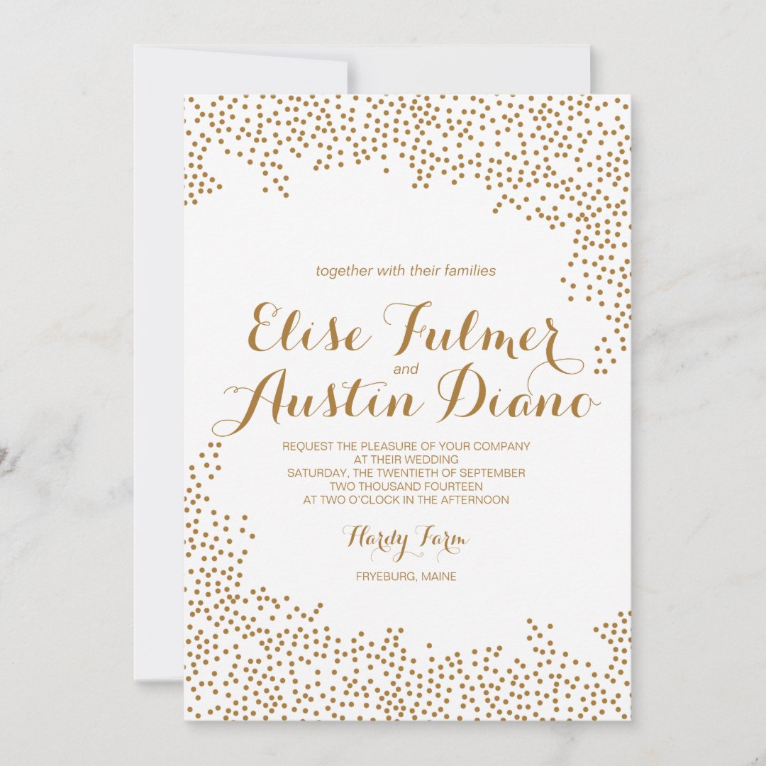 Gold Confetti Wedding Invitation | Zazzle