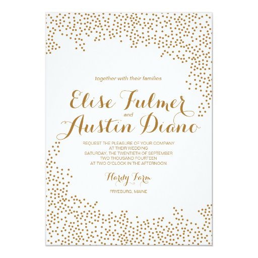 Gold Confetti Wedding Invitation | Zazzle