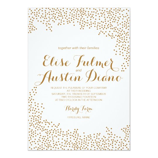 Gold Confetti Wedding Invitation | Zazzle