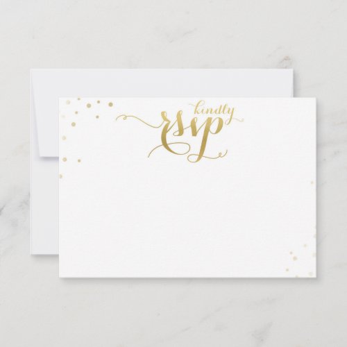 Gold Confetti Wedding Invitation Blank RSVP Card