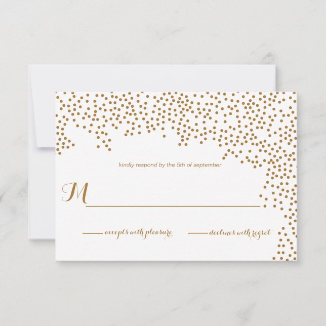 Gold Confetti Wedding Invitation RSVP Card (Front)