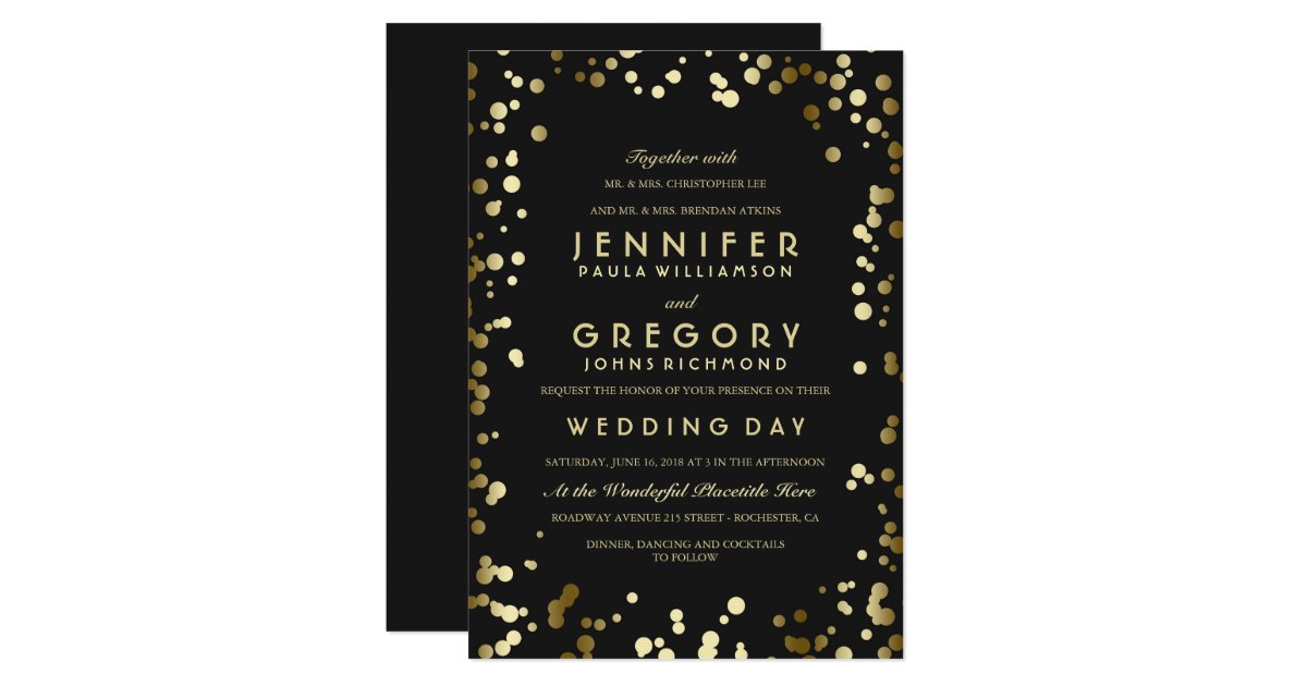 Gold Confetti Wedding Invitations