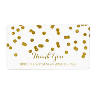 Gold Confetti Wedding Labels
