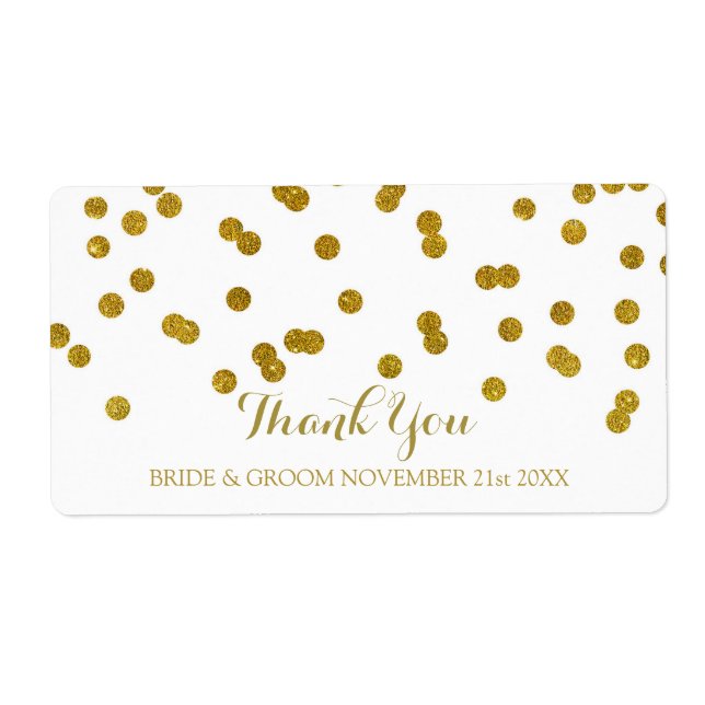 Gold Confetti Wedding Labels (Front)