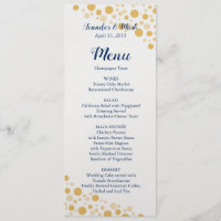 Gold Confetti Wedding Menu Card